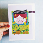 Piggy Sending Hugs Greeting Card
