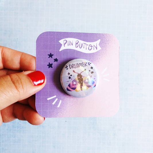 Dreamer Moth Holographic Pin Button