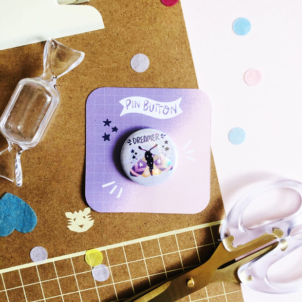 Dreamer Moth Holographic Pin Button