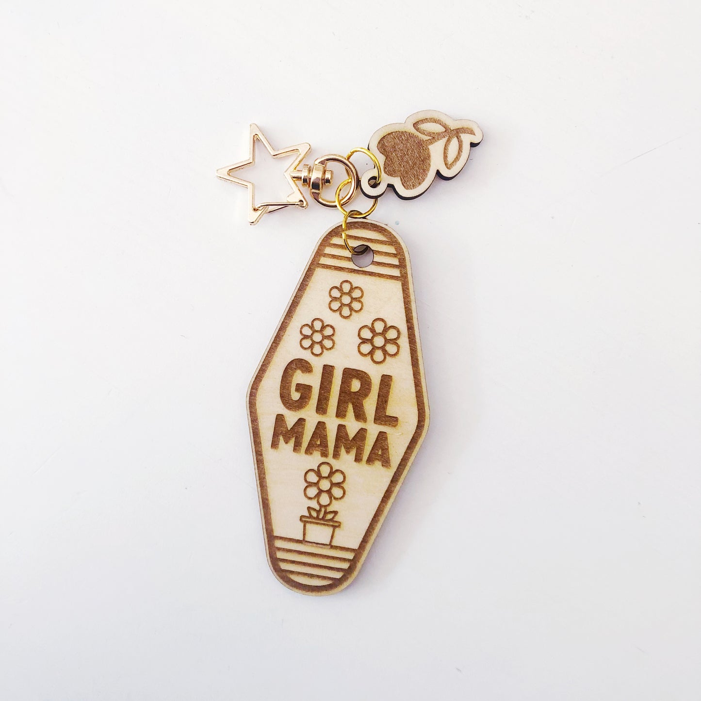 Girl Mama Wood keychain