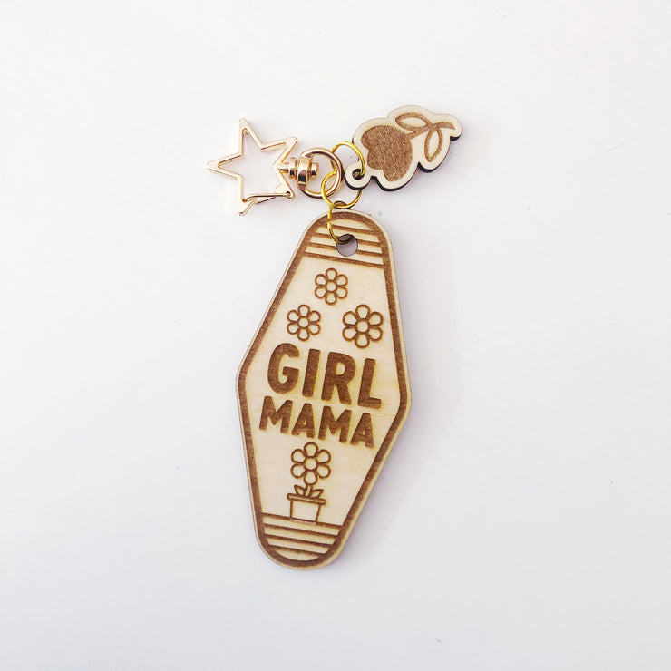 Girl Mama Wood keychain