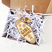 Girl Mama Wood keychain