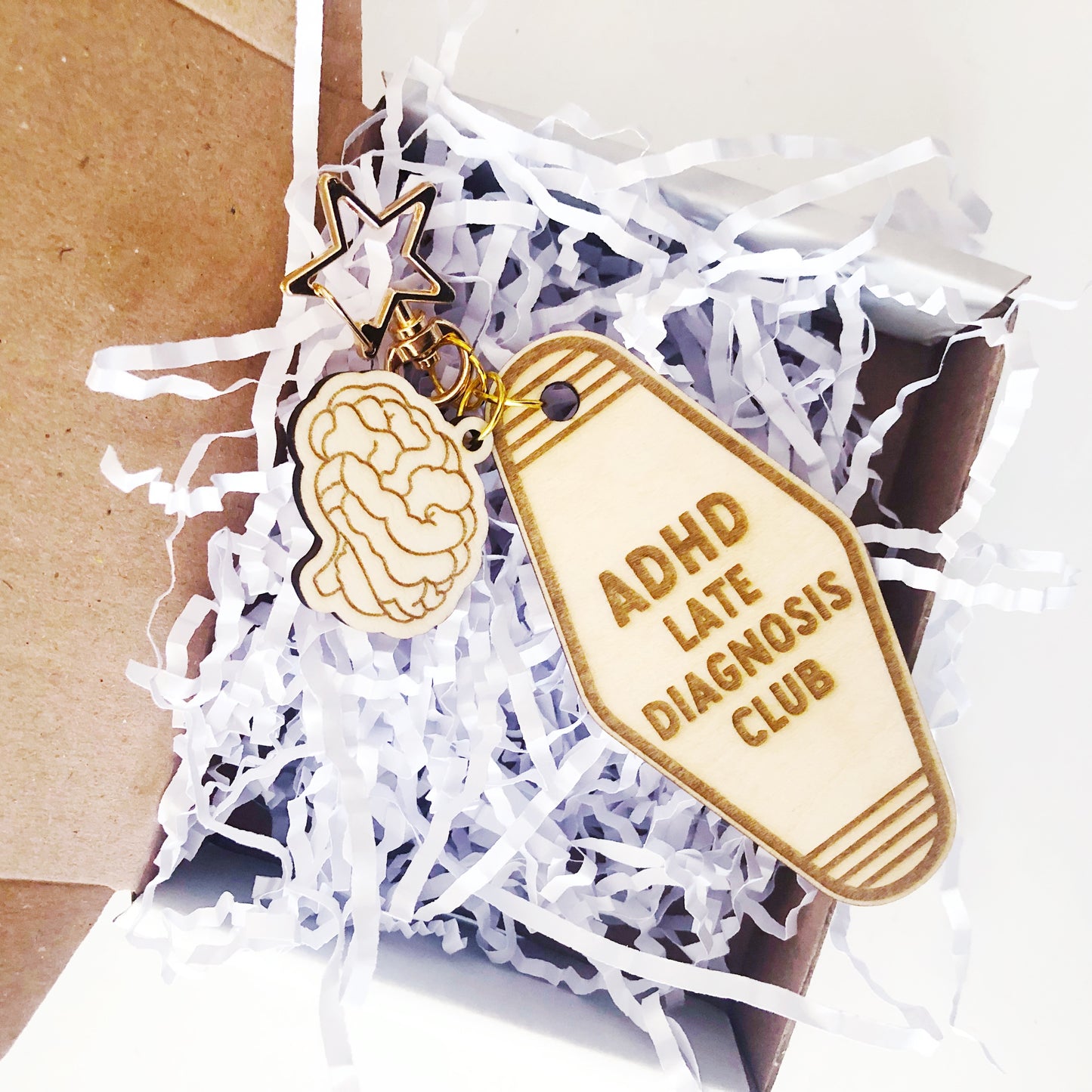 ADHD late diagnosis club keychain