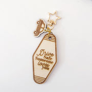 Drive Safe Wood keychain