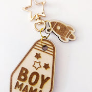 Boy Mama Wood keychain