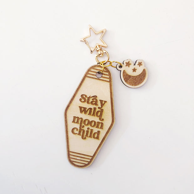 Stay Wild Moon Child Wood keychain