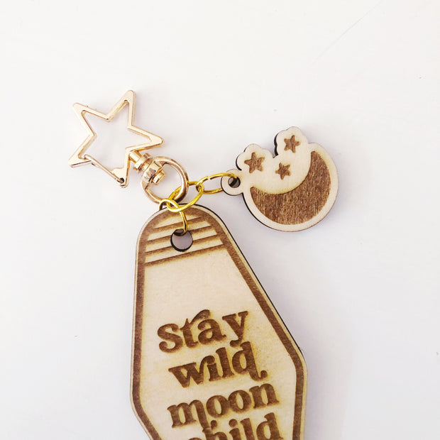 Stay Wild Moon Child Wood keychain