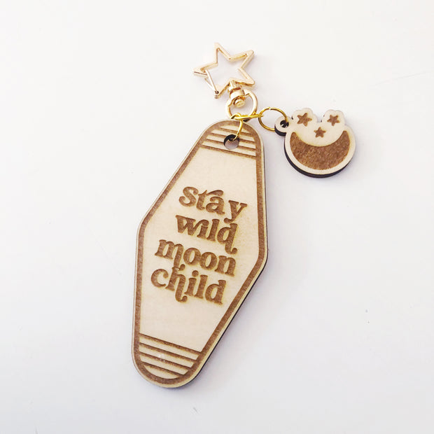 Stay Wild Moon Child Wood keychain