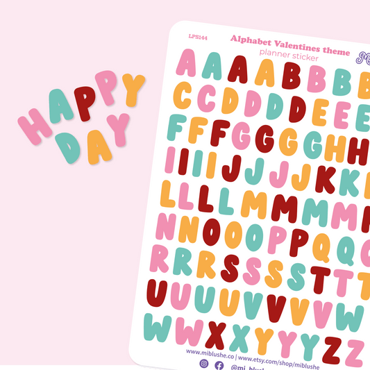 Valentine's Day Alphabet Planner Stickers