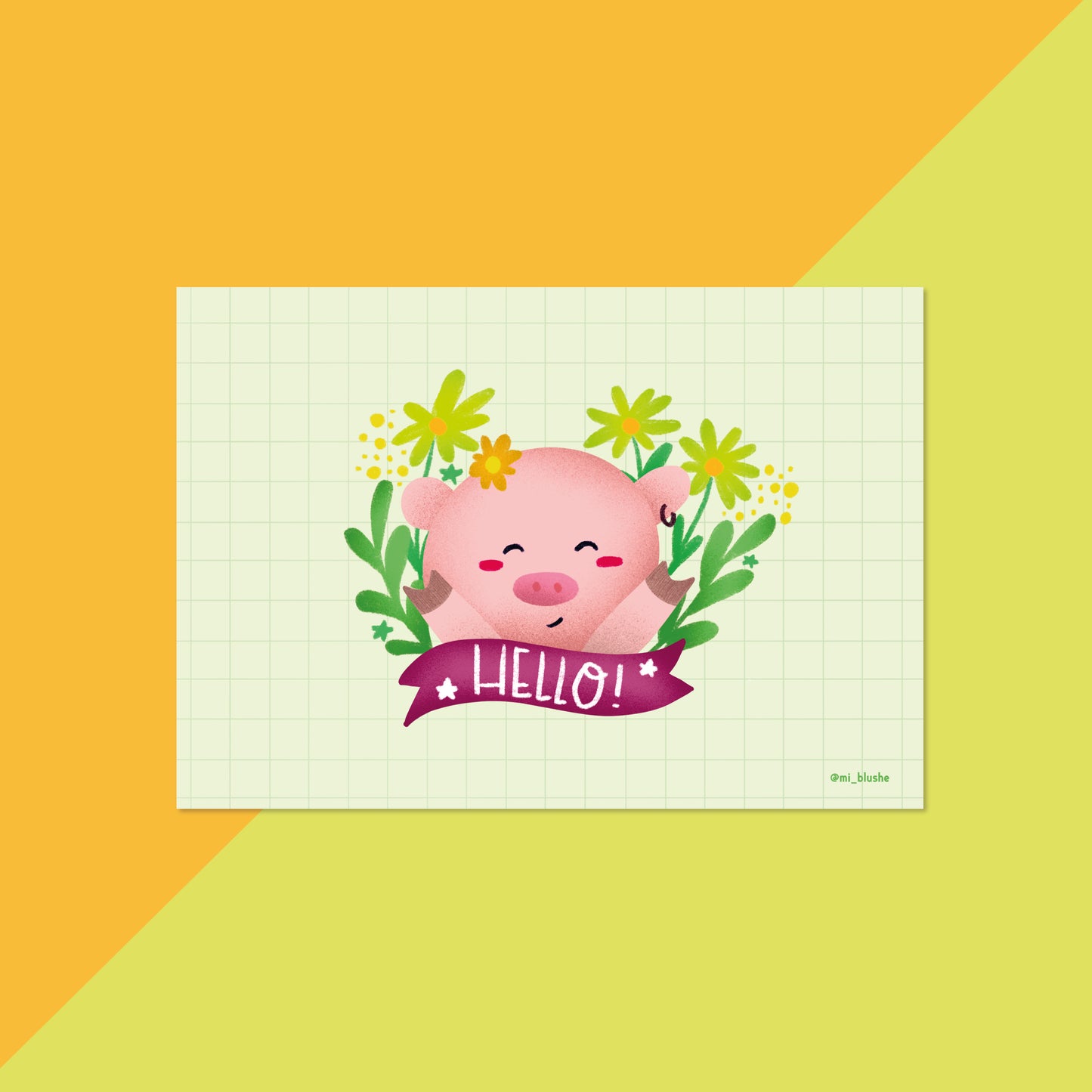 Hello Pig Art Print