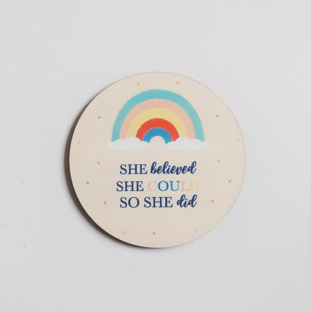 Rainbow Colorful Inspiring Quote Coaster