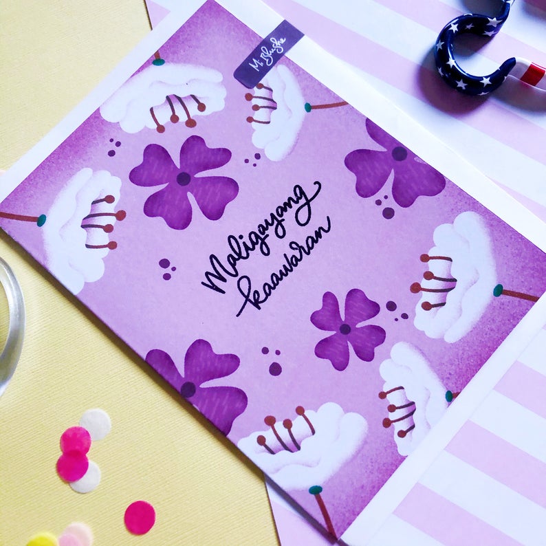 Maligayang Kaawaran Pink Foil Greeting Card