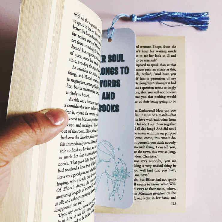 Book Lover Bookmark with Blue Tassel