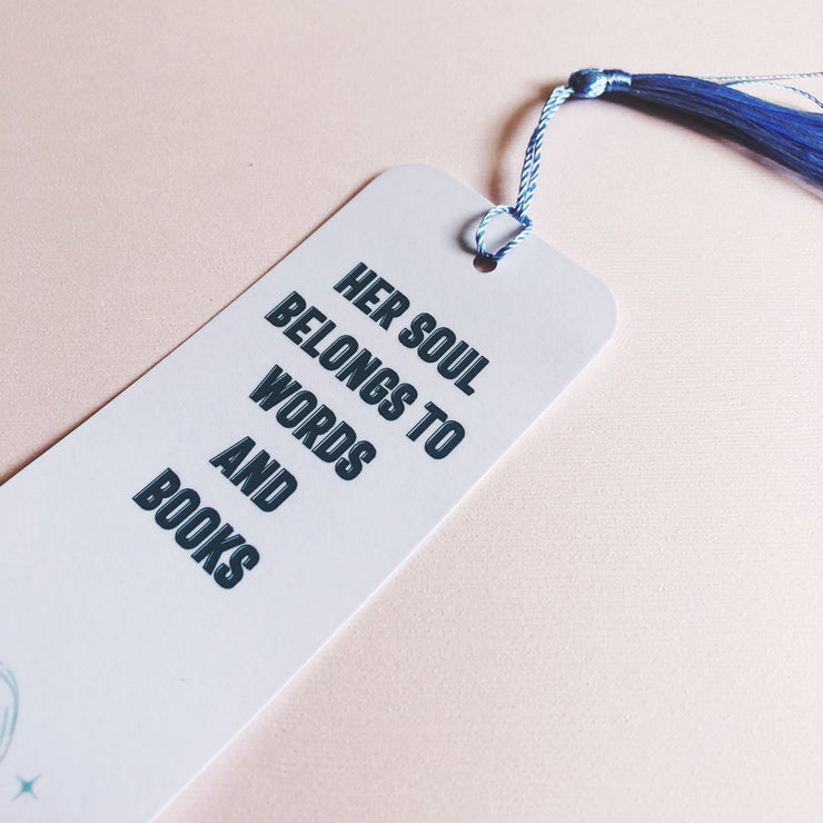 Book Lover Bookmark with Blue Tassel