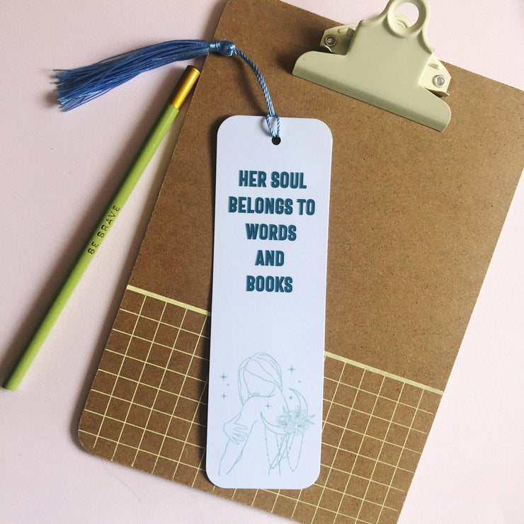 Book Lover Bookmark with Blue Tassel
