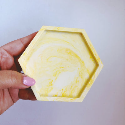 Yellow Marble Hexagon Tray Coaster