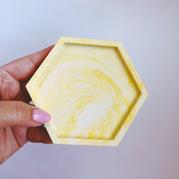 Yellow Marble Hexagon Tray Coaster