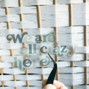 We Are All Crazy Here Transparent Vinyl Sticker