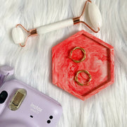 Red Marble Hexagon Tray Coaster