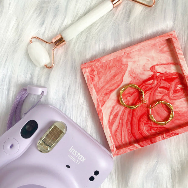 Red Marble Square Tray Coaster