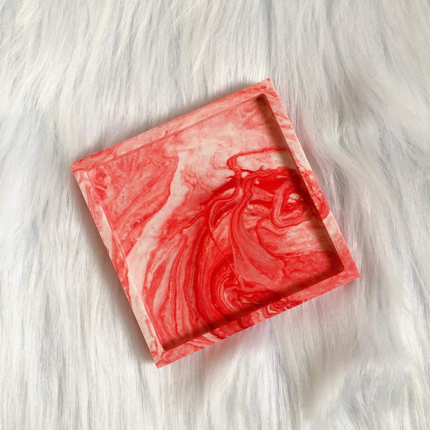 Red Marble Square Tray Coaster
