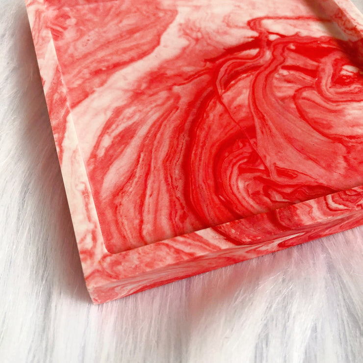 Red Marble Square Tray Coaster