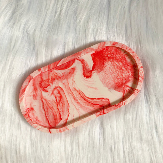 Red Marble Oval Tray Coaster
