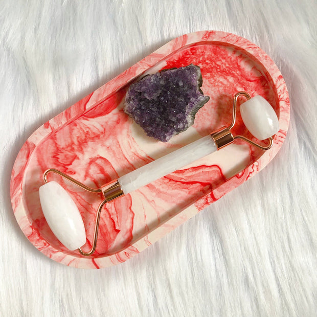 Red Marble Oval Tray Coaster