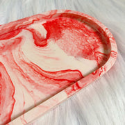 Red Marble Oval Tray Coaster