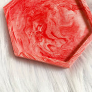 Red Marble Hexagon Tray Coaster