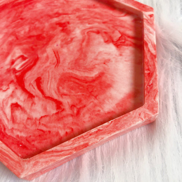 Red Marble Hexagon Tray Coaster