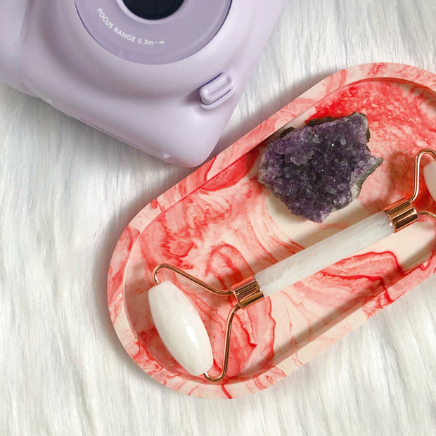 Red Marble Oval Tray Coaster