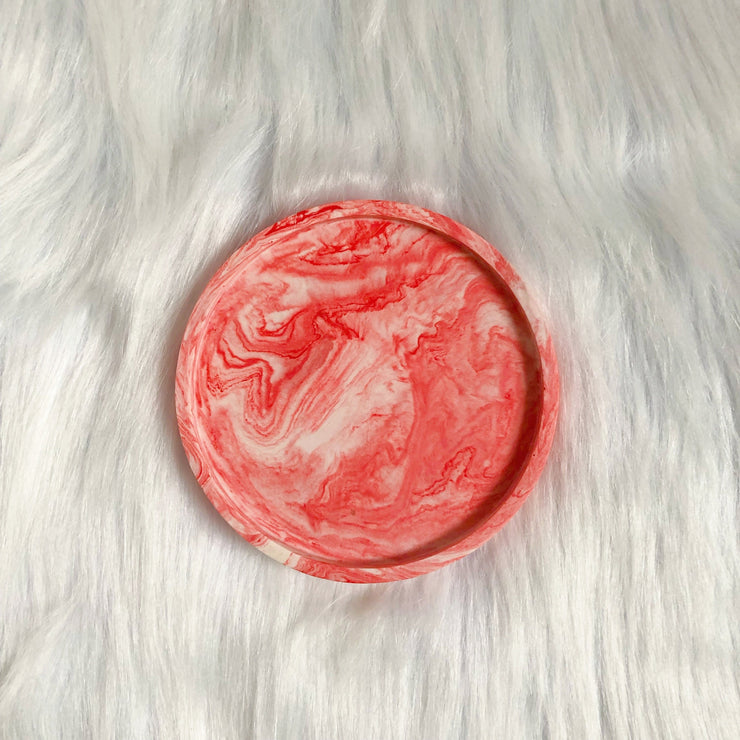 Red Marble Round Tray Coaster