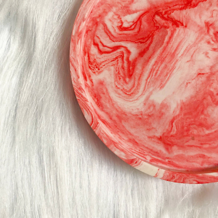 Red Marble Round Tray Coaster
