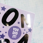 Congrats + Silver Foil Purple Greeting Card