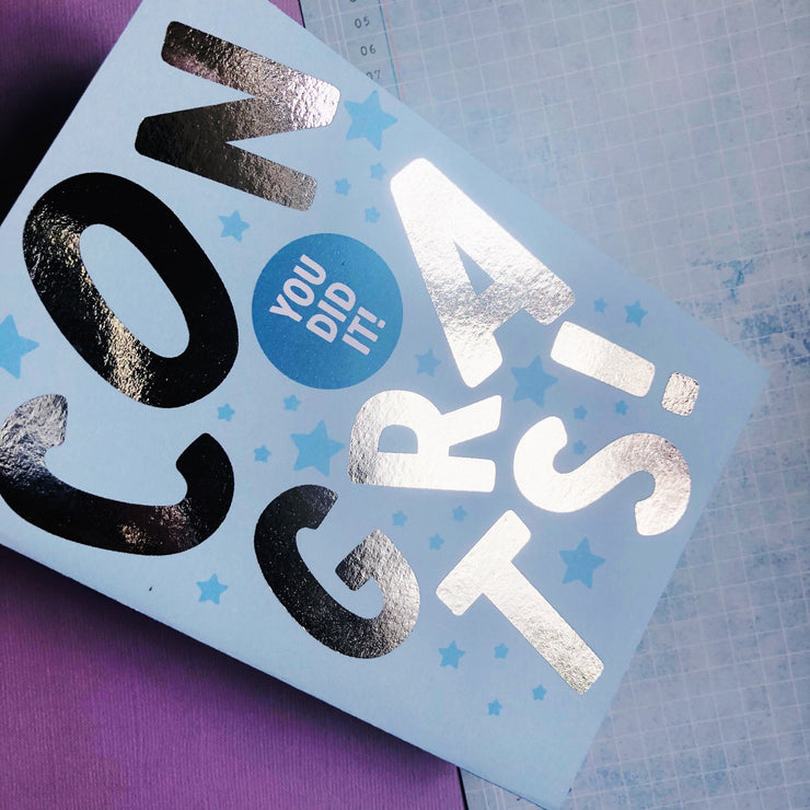 Congrats + Silver Foil Greeting Card