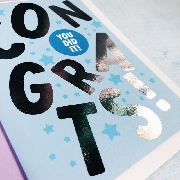 Congrats + Silver Foil Greeting Card