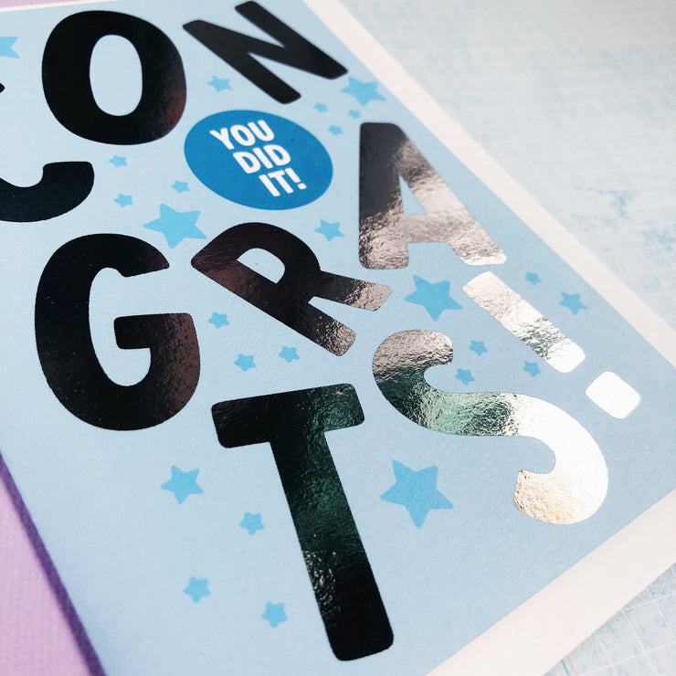 Congrats + Silver Foil Greeting Card