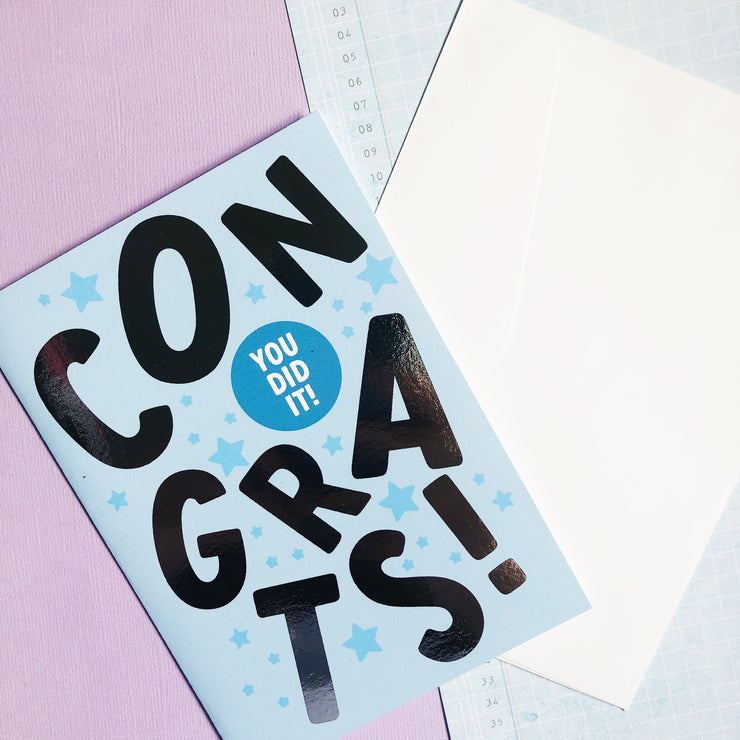 Congrats + Silver Foil Greeting Card
