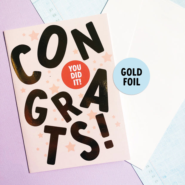 Congrats + Gold Foil Greeting Card
