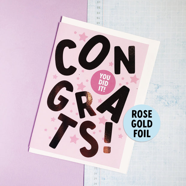 Congrats + Rose Gold Foil Greeting Card