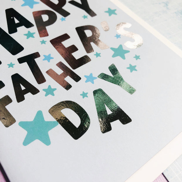 Happy Father's Day + Silver Foil Greeting Card