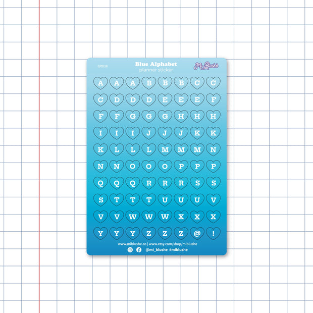 Blue Alphabet Heart Planner Sticker