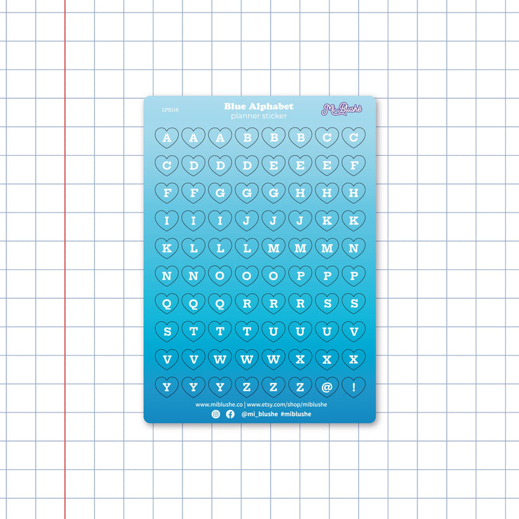 Blue Alphabet Heart Planner Sticker