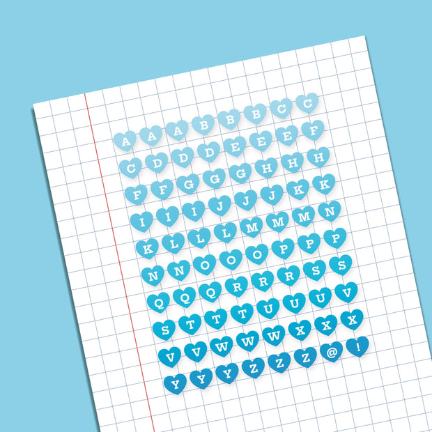 Blue Alphabet Heart Planner Sticker