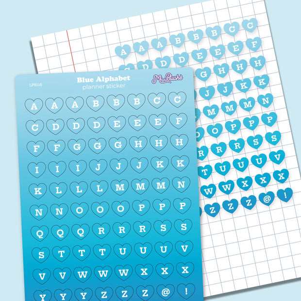 Blue Alphabet Heart Planner Sticker
