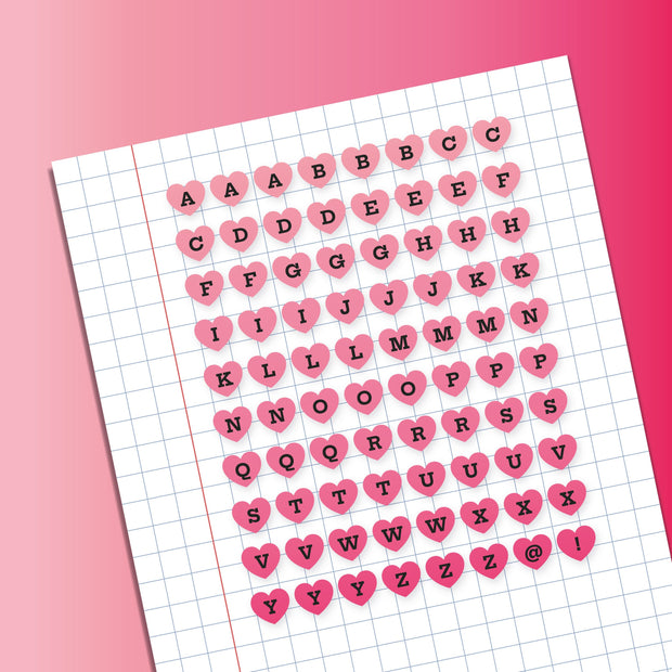Pink Alphabet Heart Planner Sticker