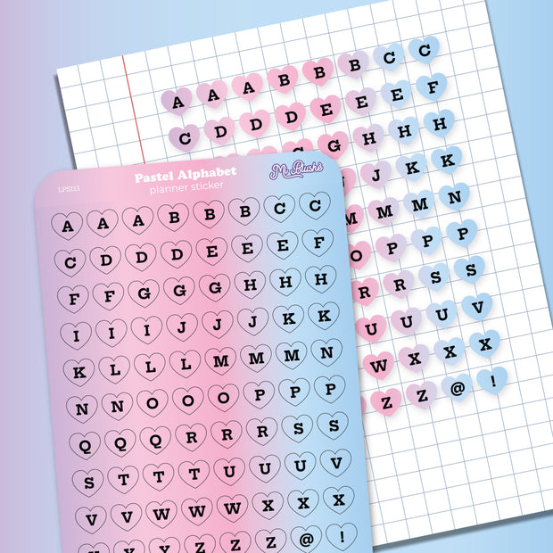 Pastel Alphabet Heart Planner Sticker