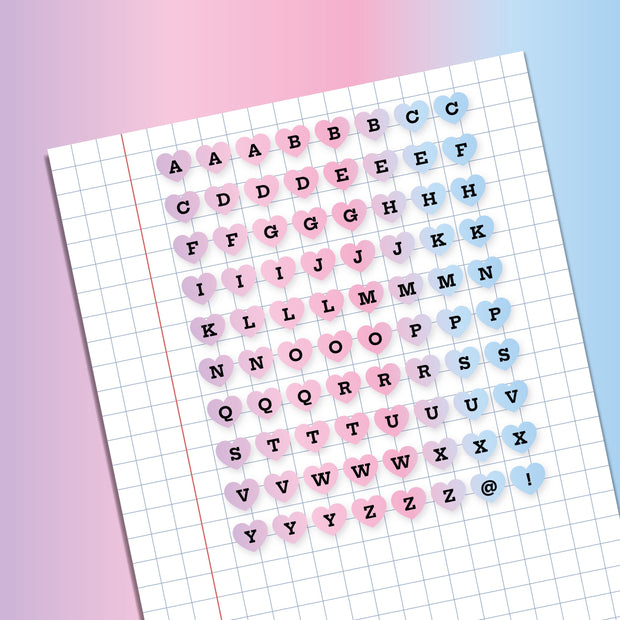 Pastel Alphabet Heart Planner Sticker
