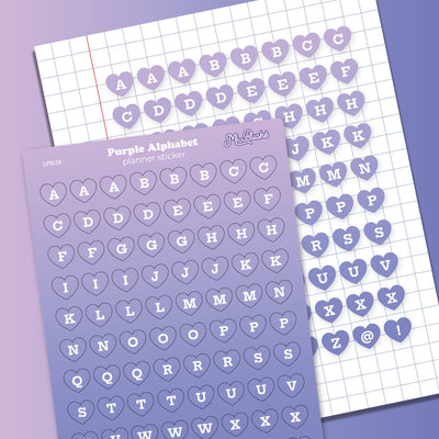 Purple Alphabet Heart Planner Sticker